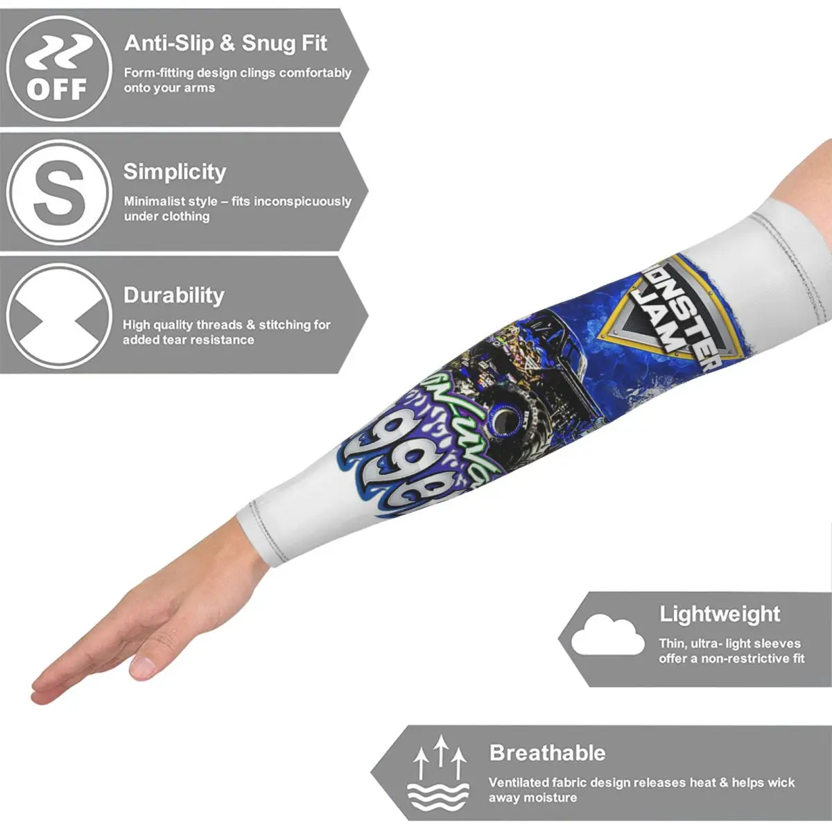 الكلاسيكية الوحش جام شاحنة نمط الذراع الأكمام الرجال النساء الشمس الأشعة فوق البنفسجية حماية الوشم التستر الرياضة التبريد ركوب الدراجات