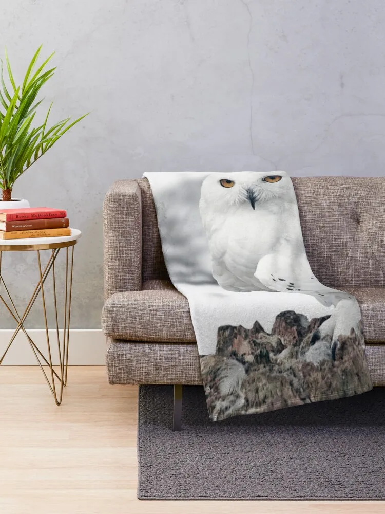 owl in the snow Throw Blanket Sofa Throw Blanket Winter bed blankets