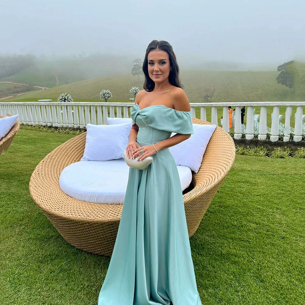

Msikoods Customized Satin Off Shoulder Prom Dress 2025 Bridesmaid Gown Sweetheart Formal Occasion Guest Gown Evening Party Dess