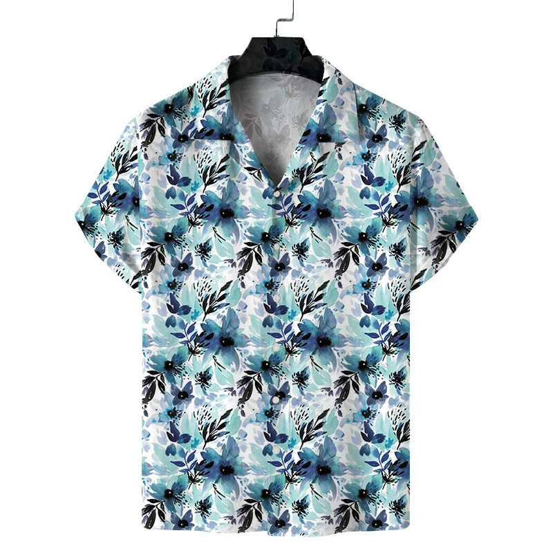 

Hawaiian Print Beach Style Loose Casual Short Sleeve Men's Shirt Harajuku Trend Summer Casual Collared Shirt Comfortable Tops