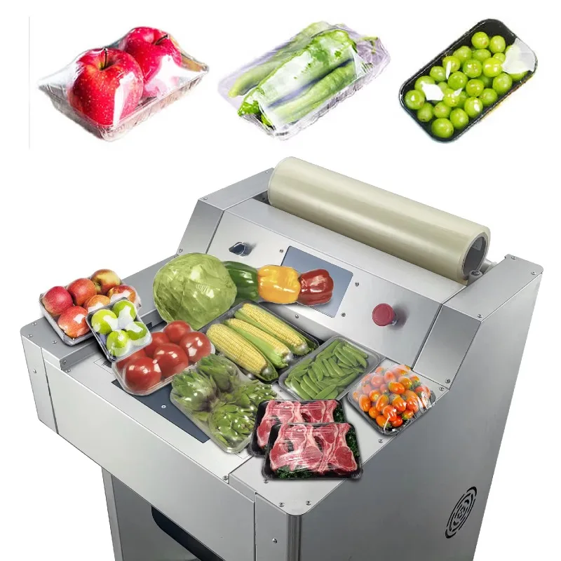 Customized Cling Film Wrapping Packaging Machine PVC Cling Film Vegetable Food Wrapper Machine for Supermarket