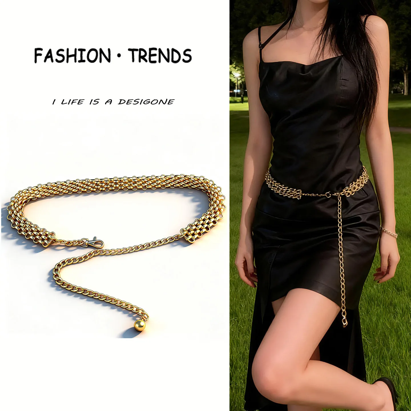 Wild Western Chain Belt Women 2025 New Chunky Thick Metal for Dress Suit Versatile Accessory Factory Direct Wholesale Chic
