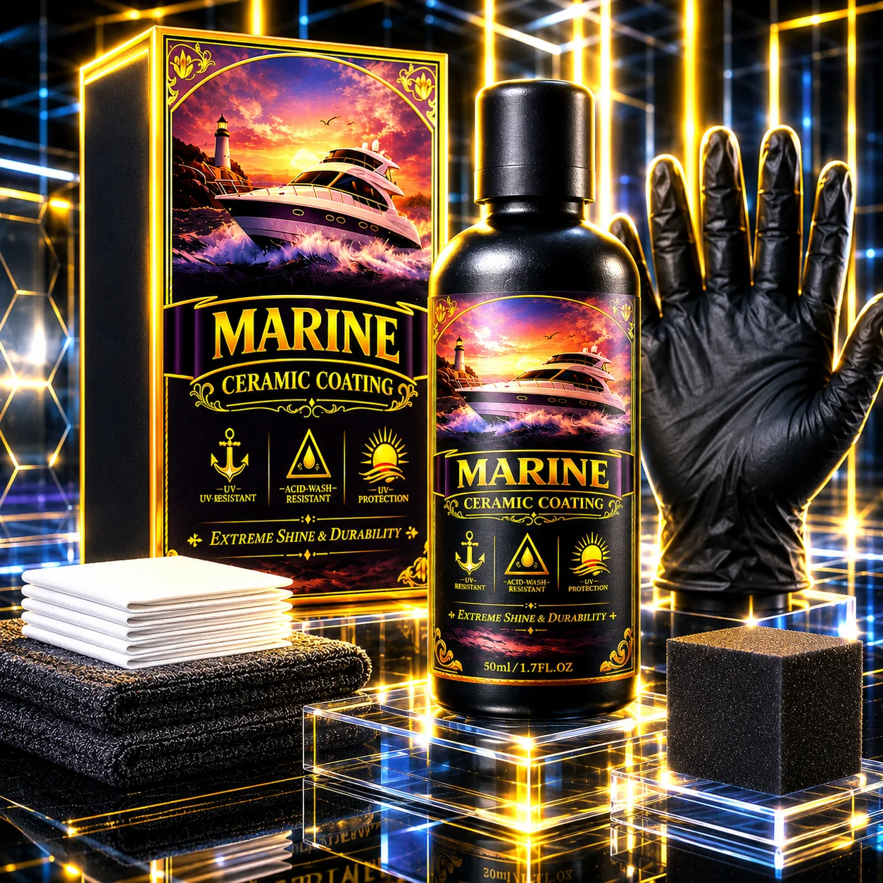 

MARINE CERAMIC COATING 50ml – Ultimate Salt, UV & Acid Resistant Boat Ceramic Sealant