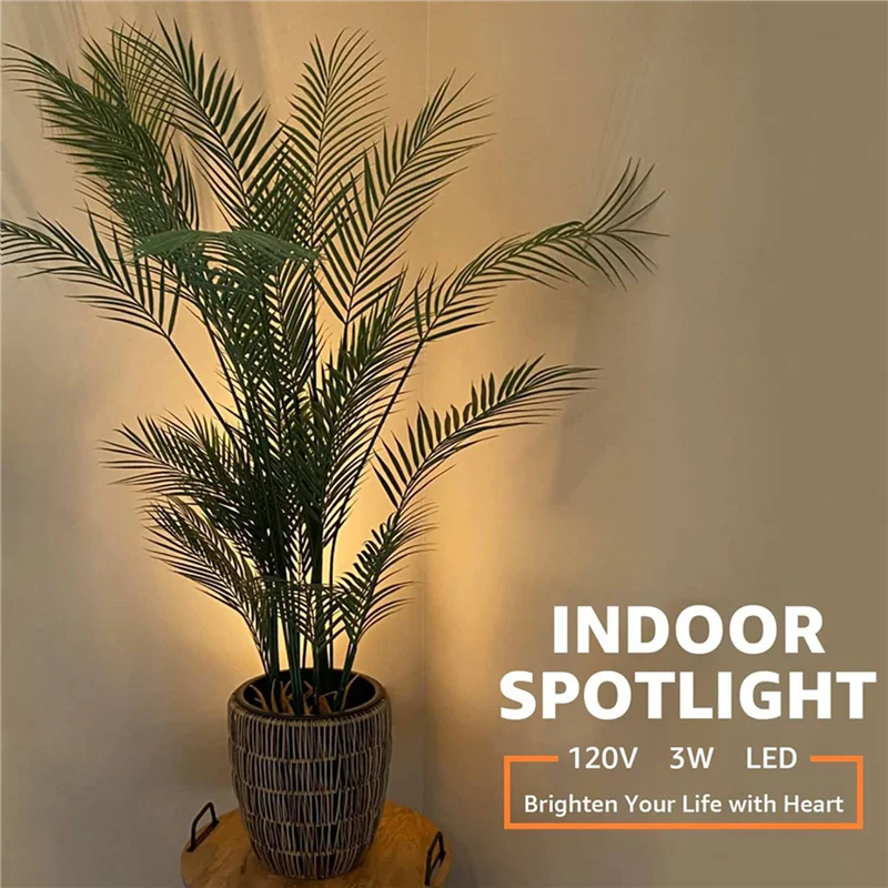 A74E-4X 3W Spot Lights Indoor Adjustable Up Indoor Floor Spotlight LED Dimmable Plant Spotlight Accent Lighting White US Plug