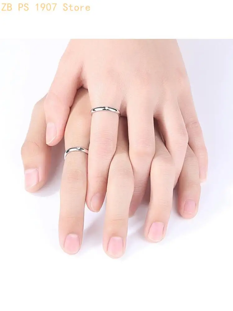 2Pieces/set Personalize Ring Anniversary Wedding Props Couple Rings for Women Men Promise Engagement Wedding Ring Set 55KA