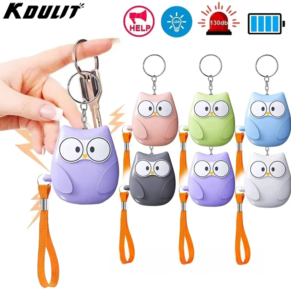 KDULIT Self Defense Alarm Cute Owl 130DB Self Defense Siren Safety Alarm for Children/Girl Personal EDC Keychain Warning Light