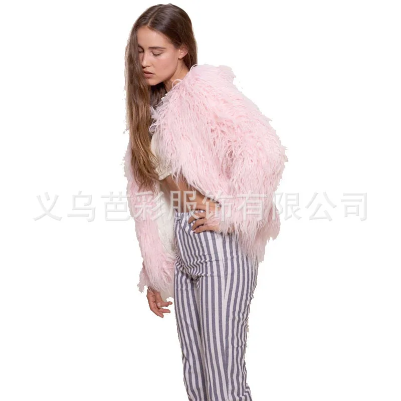 Imitation Fur Coat European and American New Women's Clothing Medium and Long Loose Hooded Amazon Beach Sheep Fur Coat