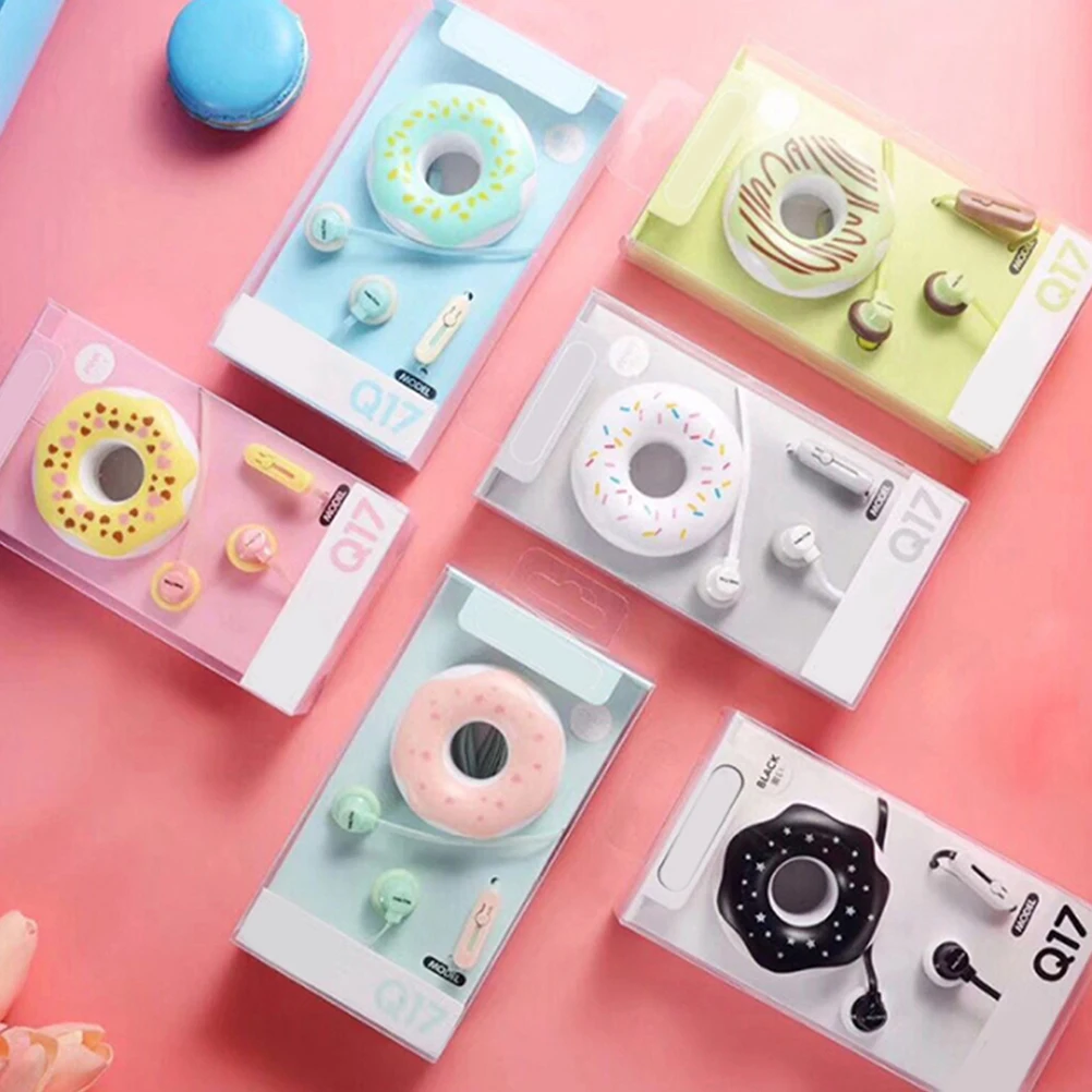 

Bass Headphones Donut Earphone Anti-Tangle Flat Wire Comfort Microphone 3.5mm Earbuds for Music Call Donuts Earphones