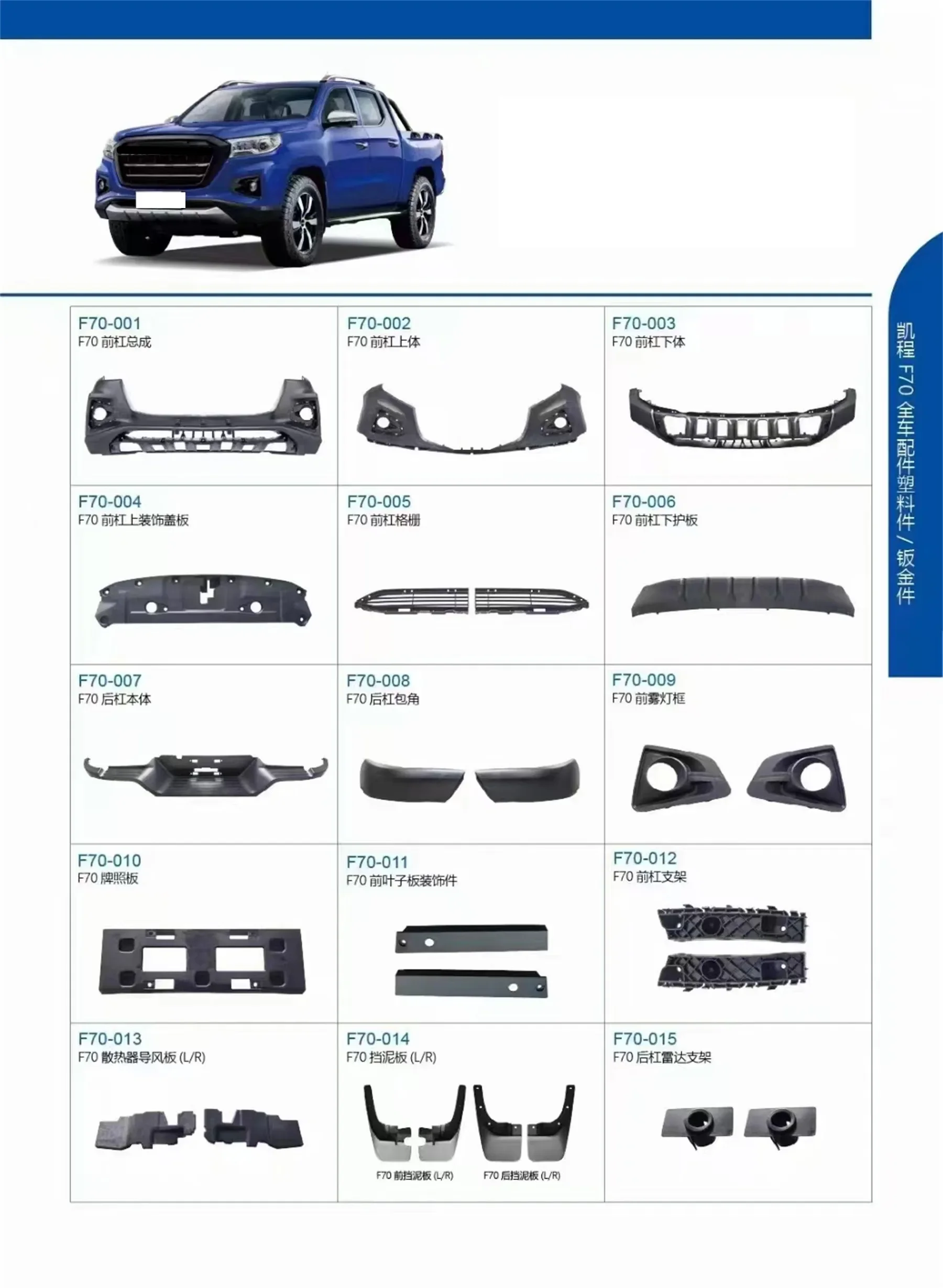 

Car Front Bumper Surround Body Kit for Changan hunter F70 Grille mudguard Fog light frame