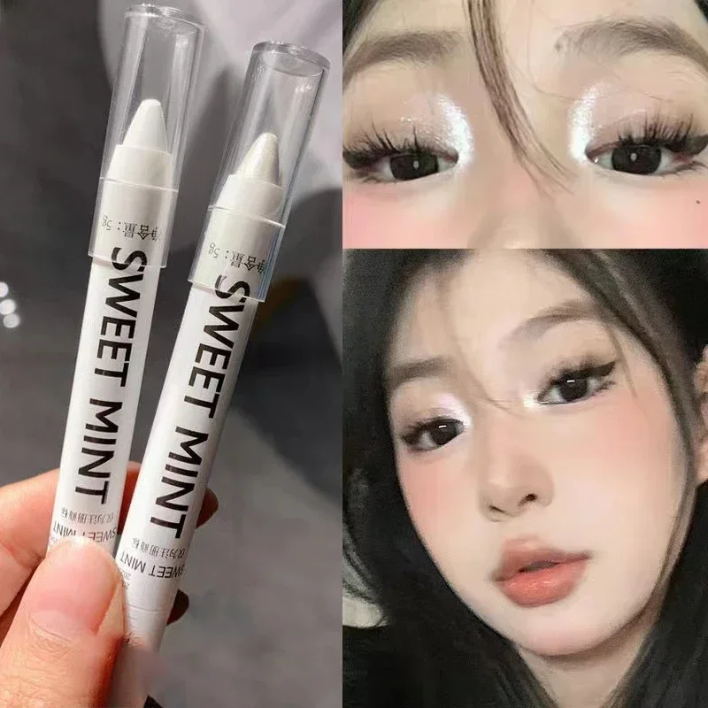 White Pearl Highlighter Brightening Glitter Eyeshadow Stick Eye Shadow Lying Silkworm High-gloss Pen Korean Eyes Makeup Matte