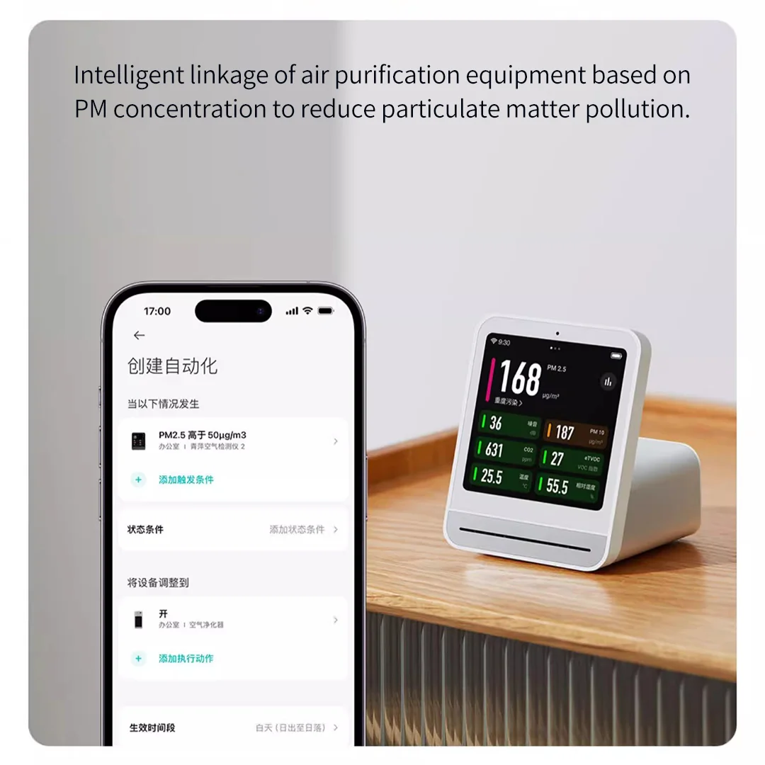 Qingping Air Quality Monitor 2 Indoor Smart Home PM2.5 CO2 TVOC Touch Screen Temperature Humidity Meter Detector for Mijia APP