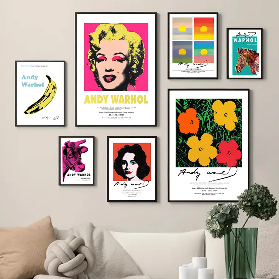 Andy Warhol Cow Banana Sunset Flower Pop Wall Art Canvas Painting Nordic Posters And Prints Wall Pictures For Living Room Decor
