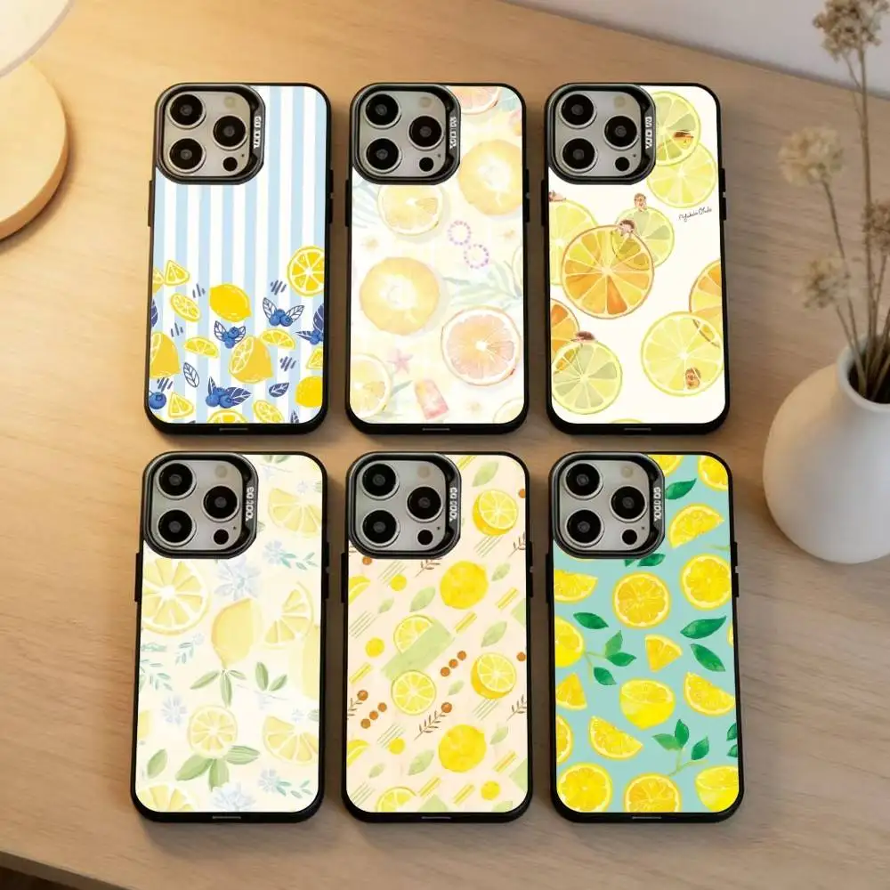 

F-Fruit L-Lemon Phone Case For IPhone 16 17 15 14 12 13 Pro Max Black Color Shockproof Cover