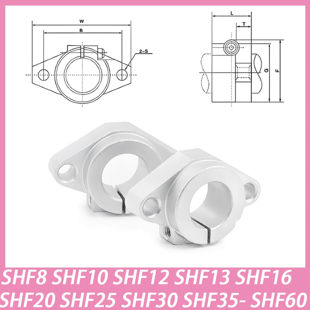1Pcs SHF8 SHF10 SHF12 SHF13 SHF16 SHF20 SHF25 SHF30 SHF35 SHF40 SHF60 Linear Rod Rail Shaft Support CNC Router Printer Parts