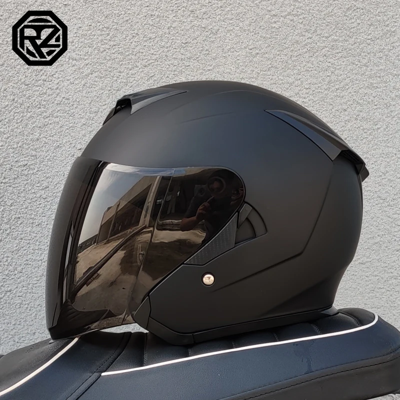 ORZ adult motorcycle helmet semi covered dual lens scooter helmet approved by DOT for both men and women