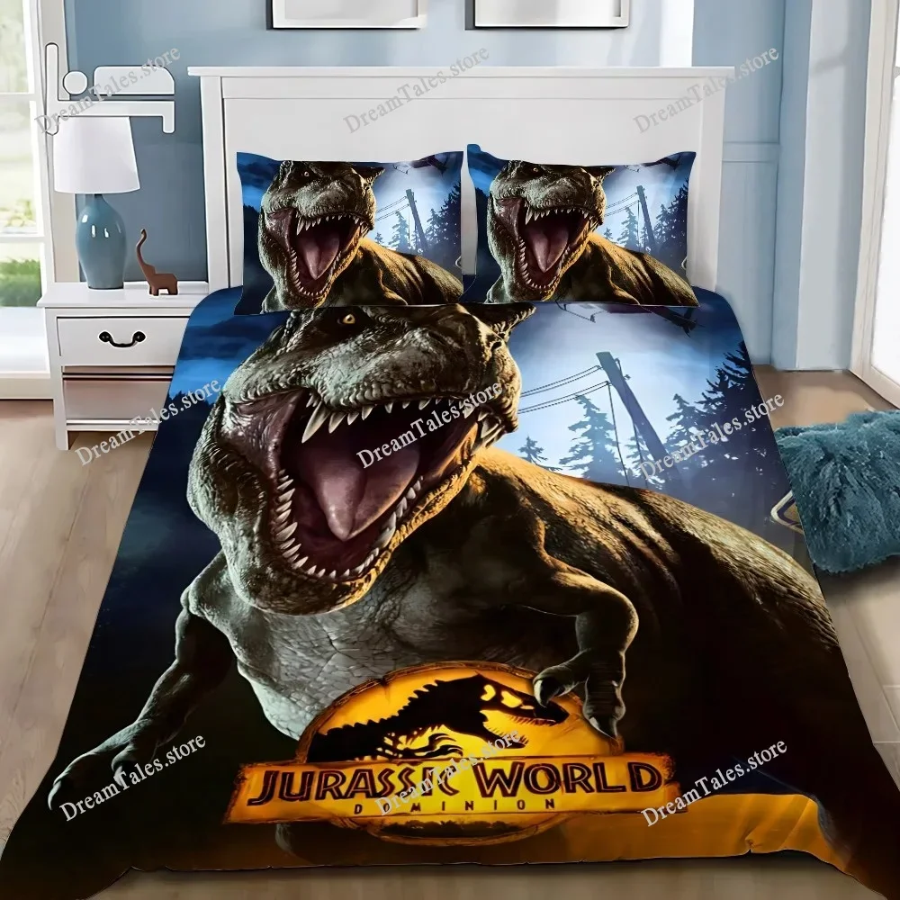 

J-Jurassic Dinosaur Duvet Cover Pillowcase Bedding Set Adult Boy Girl Bedroom Decoration Children Gift Single Double
