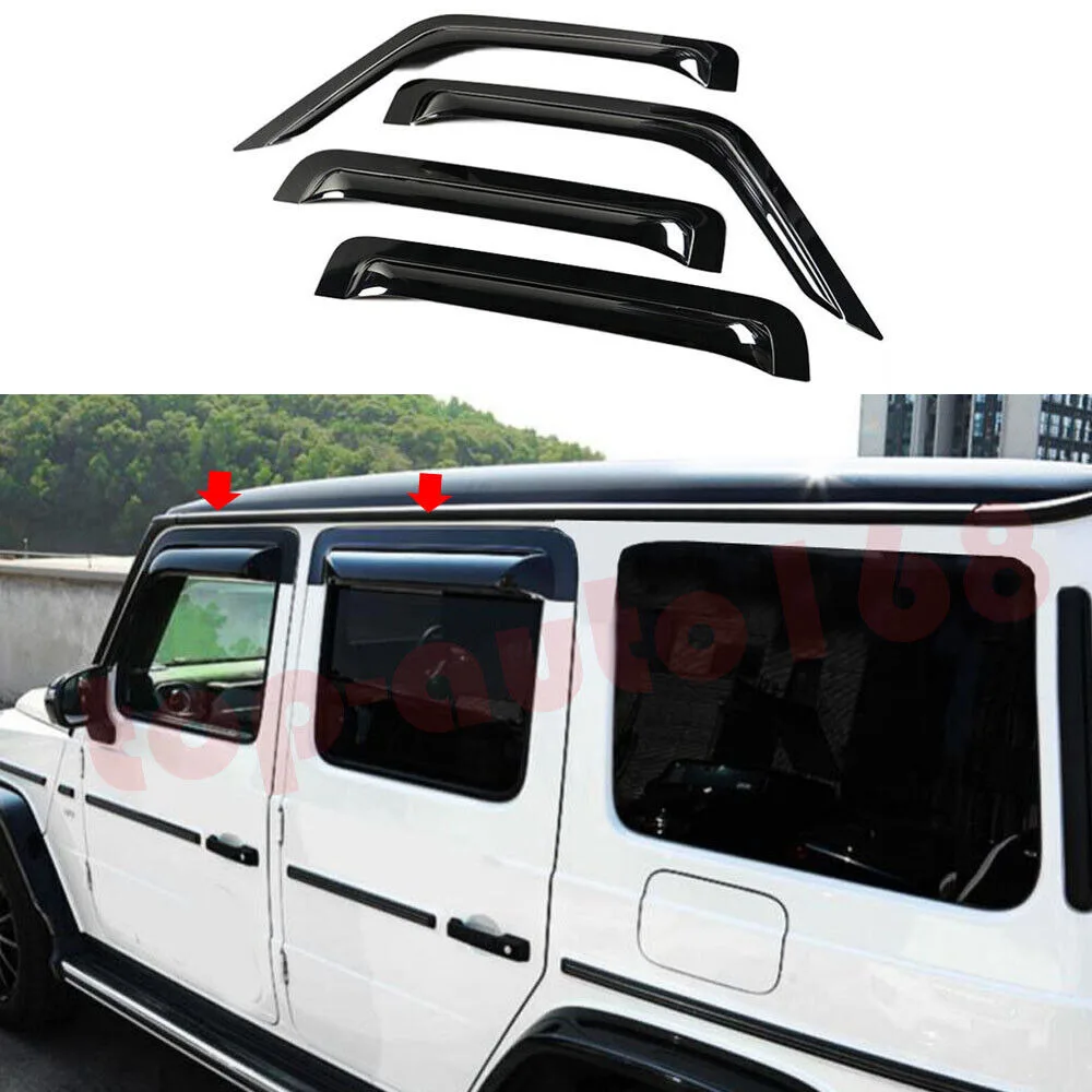 

ABS Black Window Visor Vent Shades Sun Rain Guard 4PC For Benz G-Class 2019-2023