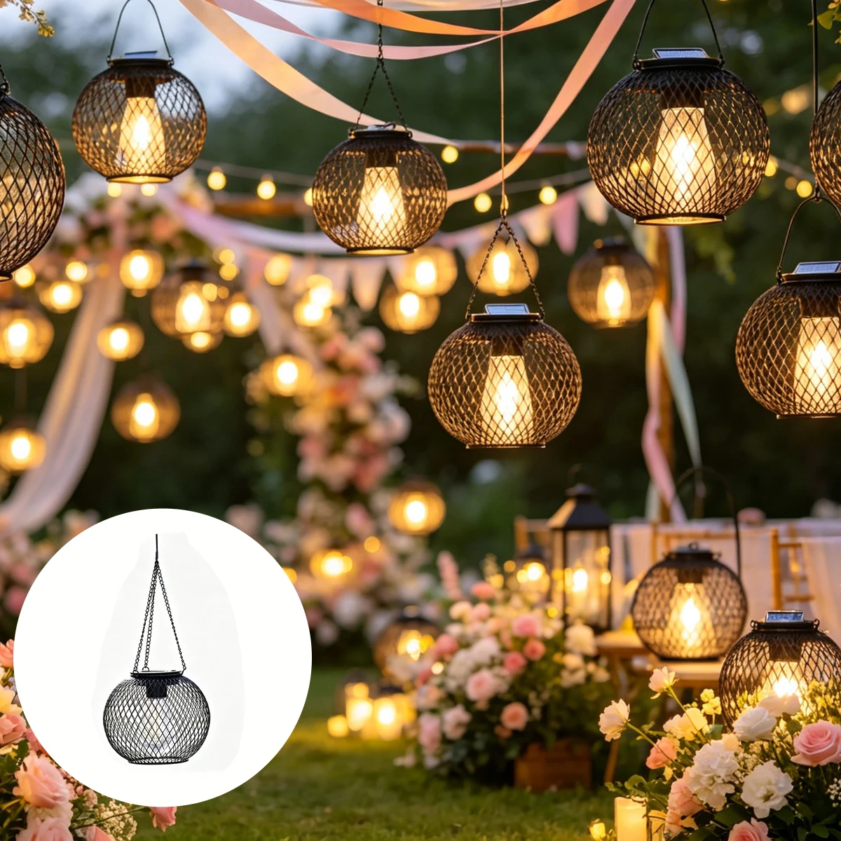 Outdoor Solar Lanterns Upgraded Decorative Hanging Lights Waterproof Garden Lamp Large Decoration