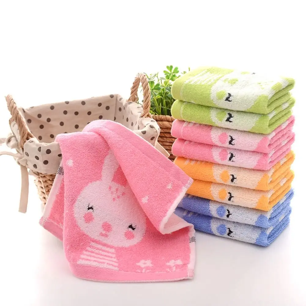 4Pcs Bathroom Supplies 25x25cm Rabbit Hand Towel Cotton Cute Children's Handkerchief Thickened Hanging Rabbit Dishcloth Birthday