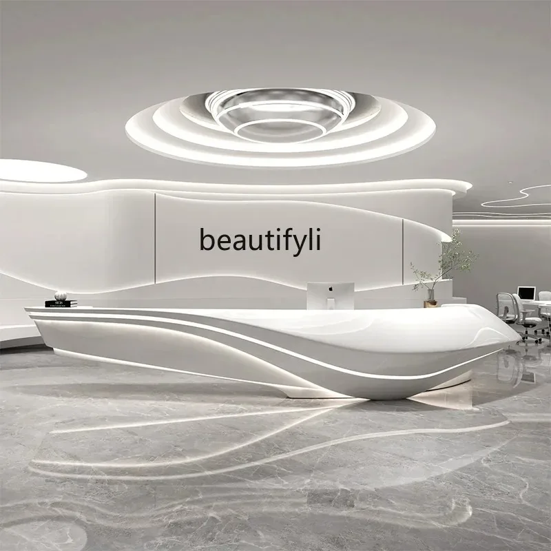 A076 Company hotel lobby front desk FRP creative arc checkout page beauty salon bar educational institution reception desk
