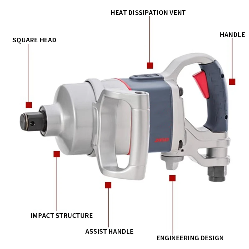 2850MAX 6 1 Inch Air Impact Wrench 2100 ft lbs Max Torque D Handle 6 Inch Ext Anvil Pneumatic