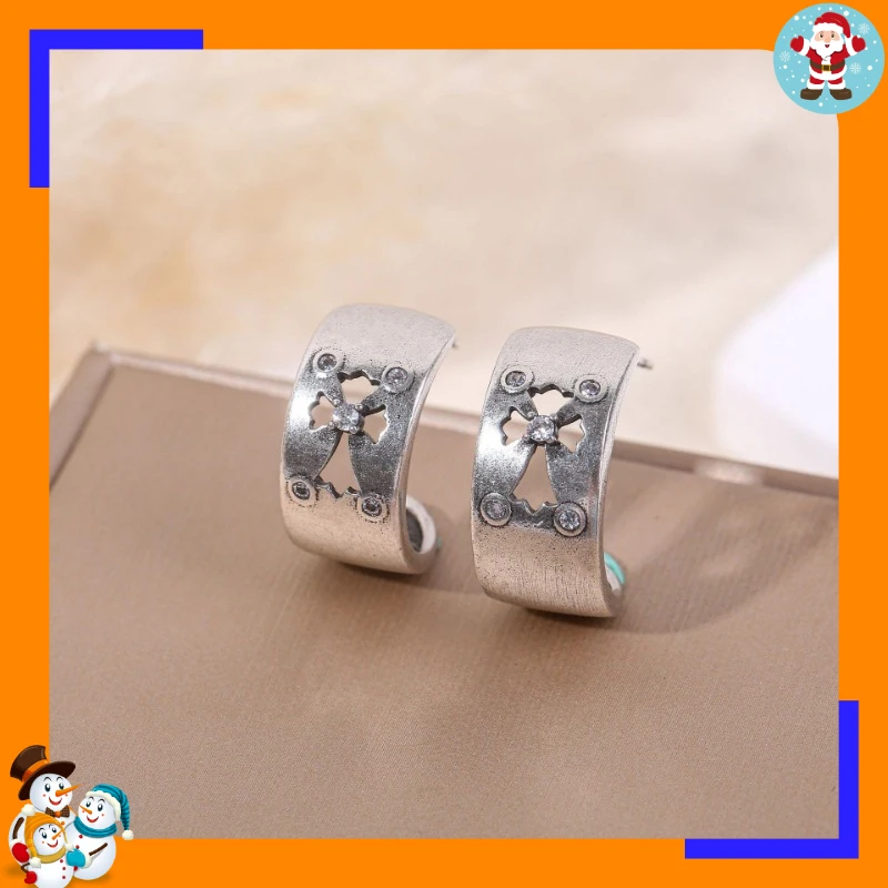 Master Shanghe French Retro Brushed Hollow Cross Earrings Women's High-end Texture Fashionable Versatile Earrings