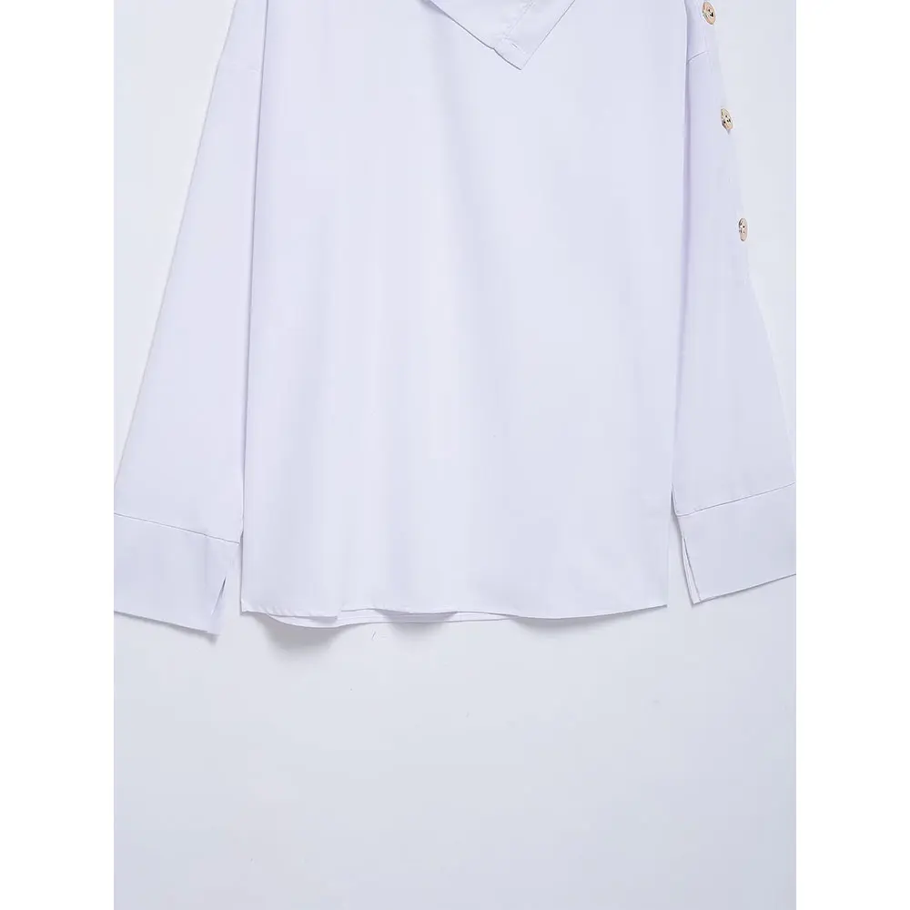 Willshela Donna Moda Pullover Camicetta bianca Una spalla Maniche lunghe Donna Chic Mujer Top Camicia