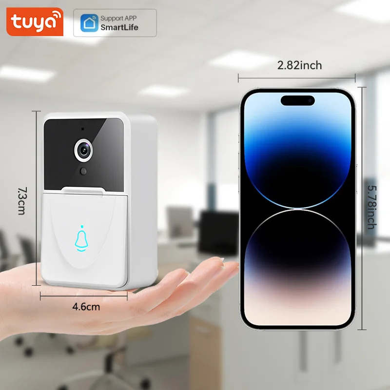 Tuya WiFi Video Doorbell ไร้สาย HD กล้อง PIR Motion Detection แบตเตอรี่แบบชาร์จไฟได้ Visual Doorbell สําหรับ Home