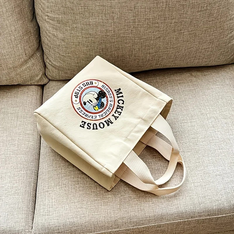 حقيبة يد نسائية كلاسيكية من ديزني ميكي مطبوعة برسوم كارتونية ذات سعة كبيرة حقيبة تسوق صغيرة من القماش للنساء