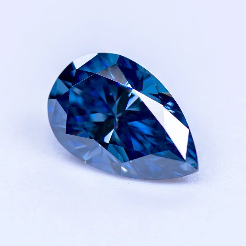Moissanite Stone Pear Cut Primary Color Royal Blue Lab Grown Diamond For Charms Woman Jewel Making With GRA Certificate