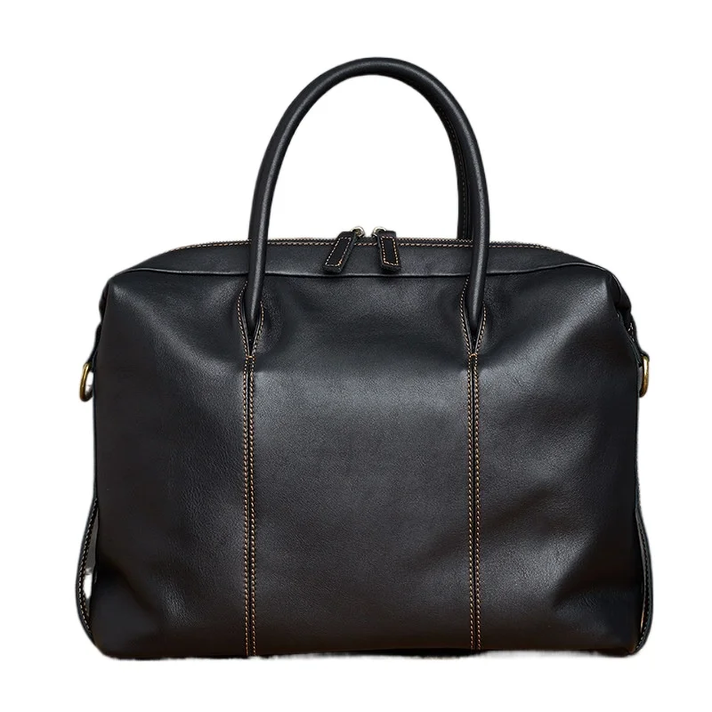 

Luxury Vintage Handbag Men's Genuine Leather Handmade Large Capacity Casual Business Laptop Briefcase Purse for Office Travel