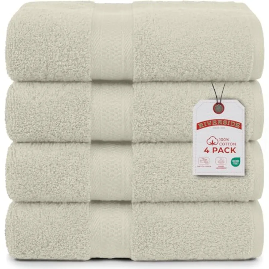 

100% Ring Spun Cotton Large Set of 4, 27 x 54 Inch Quick Dry, Soft and Highly Absorbent for Shower and room Luxury 600 GSM for