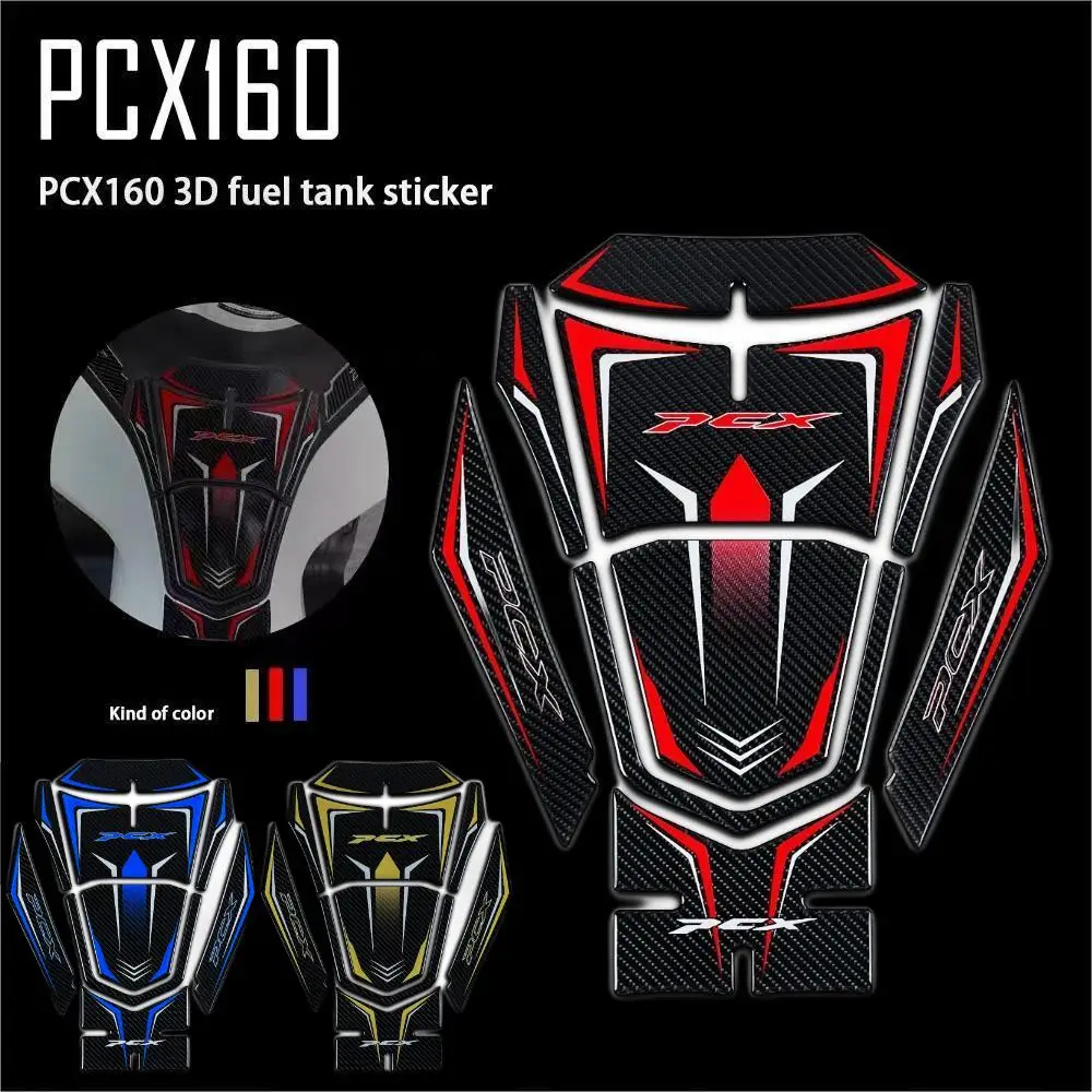 For HONDA PCX160 5D Carbon Fiber Fuel Tank Sticker Pedal Modification Three-dimensional Fishbone Protection Body Sticker