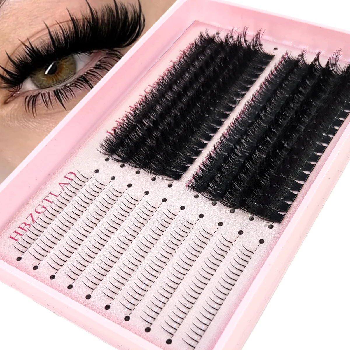 Wimperncluster-Volumen, persönliche Wimpern, intelligente Wimpern, DIY-Wimpernzange, Wimpernverlängerung, Comic-Wimperncluster + unten + Spikes