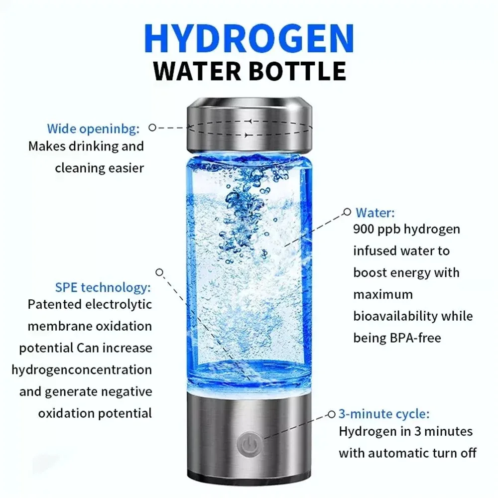 420ml Hydrogen-Rich Water Cup Titanium Quality Filter Electric Hydrogen Rich Water Generator Bottle Antioxidant Lonizer