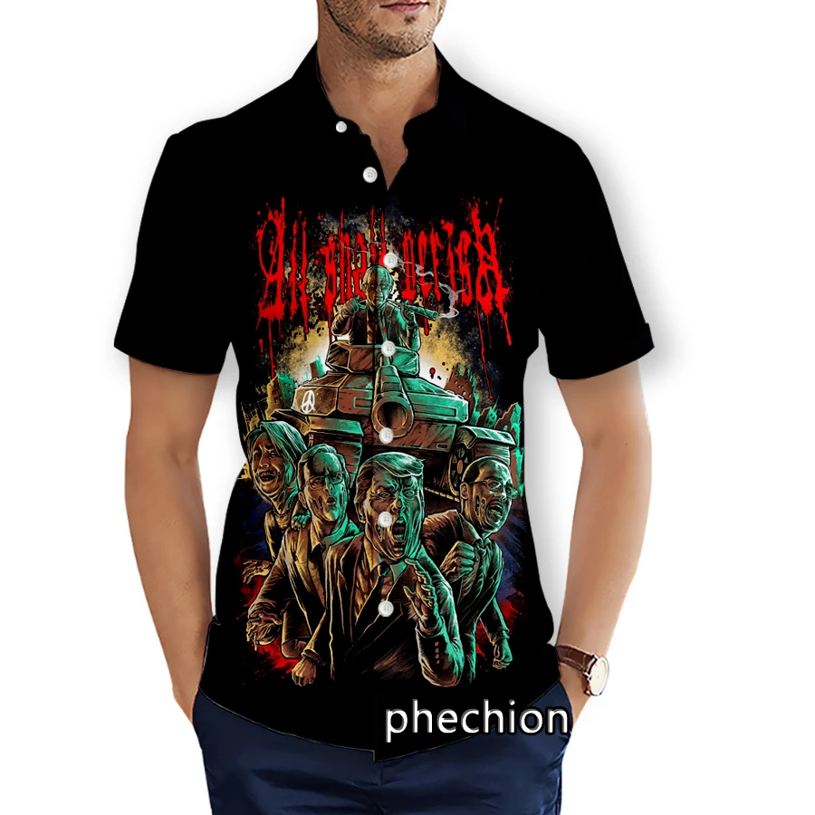 phechion Mens Short Sleeve Beach Shirts All Shall Perish Rock Band 3D Print Casual Shirts Fashion Streetwear Men Tops X282