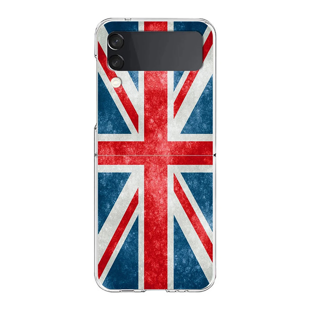 Phone Case For Samsung Galaxy Z Flip 3 4 5 fold High Hard PC Shell For Galaxy Z Flip 3 5 Clear Cover England UK flags