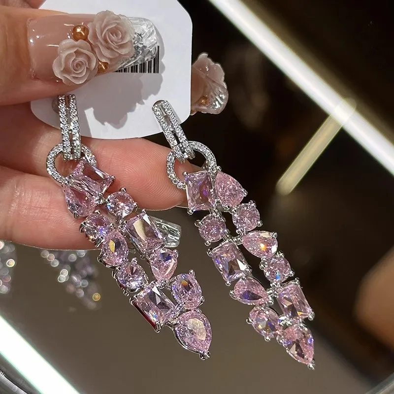 

New Fashion Simple Zircon Earrings Light Luxury Long Earrings