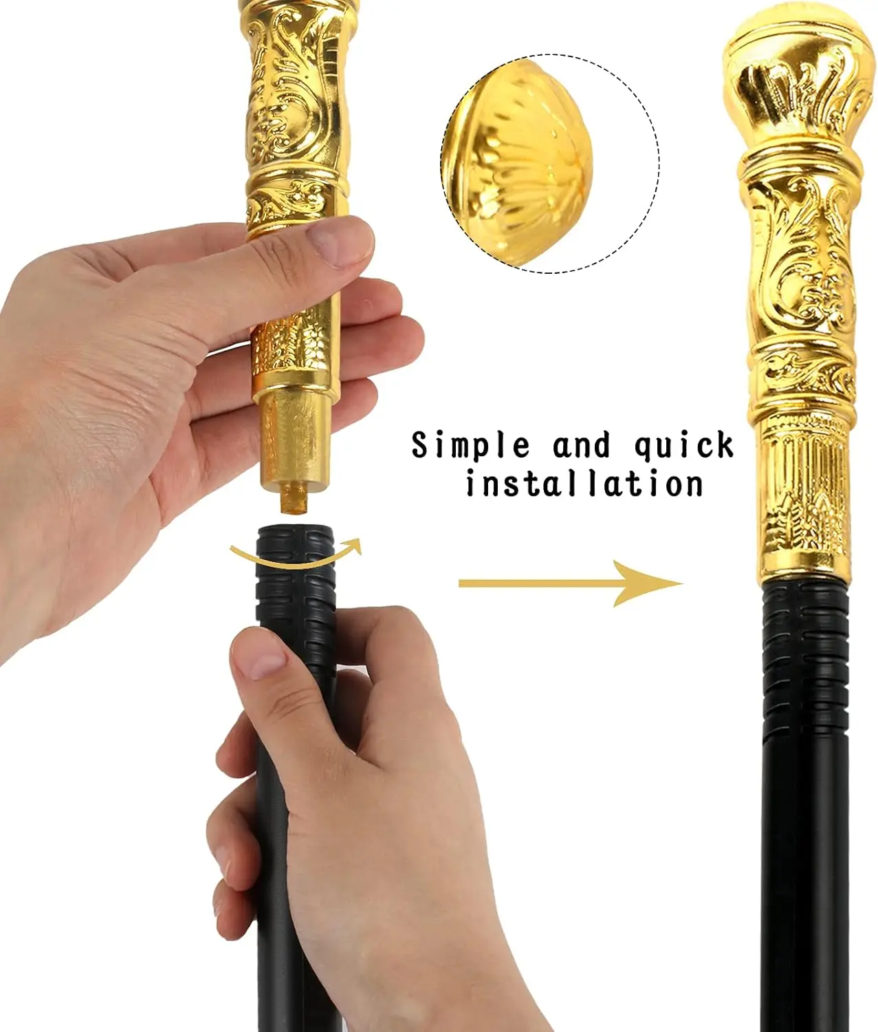 1 PC ทองโบราณเดิน Cane Elegant VINTAGE PROP Stick ชุด Pimp Canes เทศกาลฮาโลวีนเครื่องแต่งกายอุปกรณ์เสริมสําหรับผู้ใหญ่