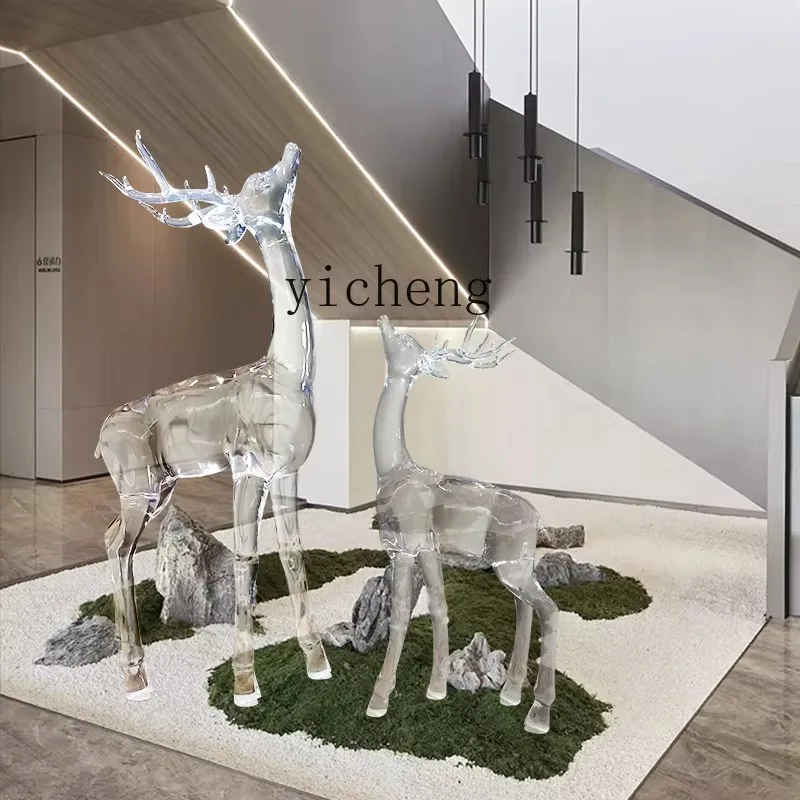 bj-11 transparent resin sika deer ornament garden landscaping view lucky elk large floor sculpture