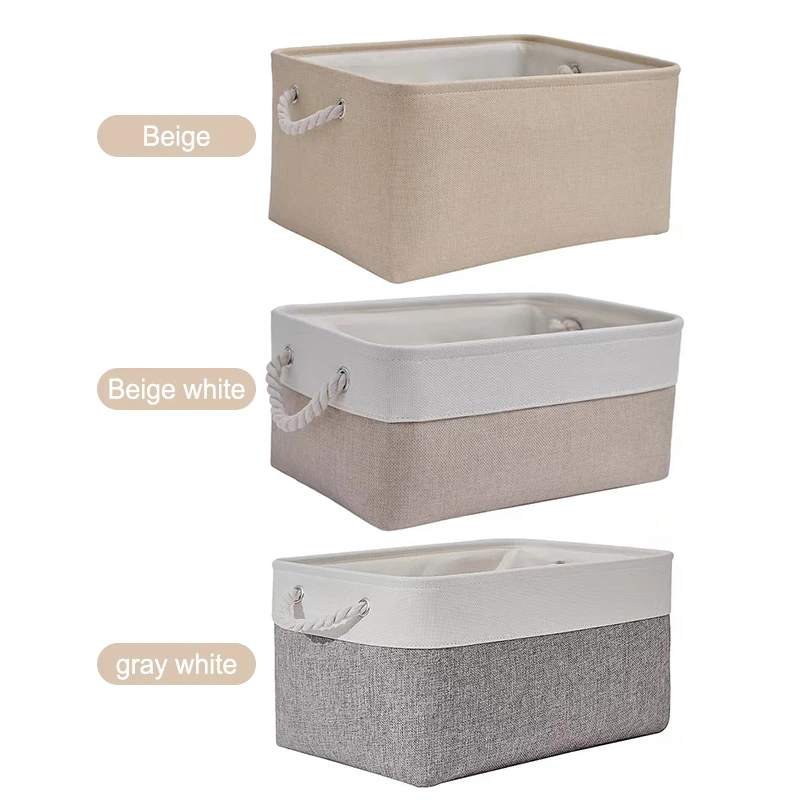 Clothes Storage Bag Foldable Blanket Storage Large Capacity Cotton Linen Bedroom Clothes Storage Organizers Toy Storage Basket