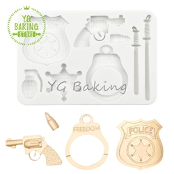 Dorica Police Series Handcuffs Design Silicone Mold Handmade Chocolate Mould Fondant Cake Decorating Tool Kitchen Bakeware