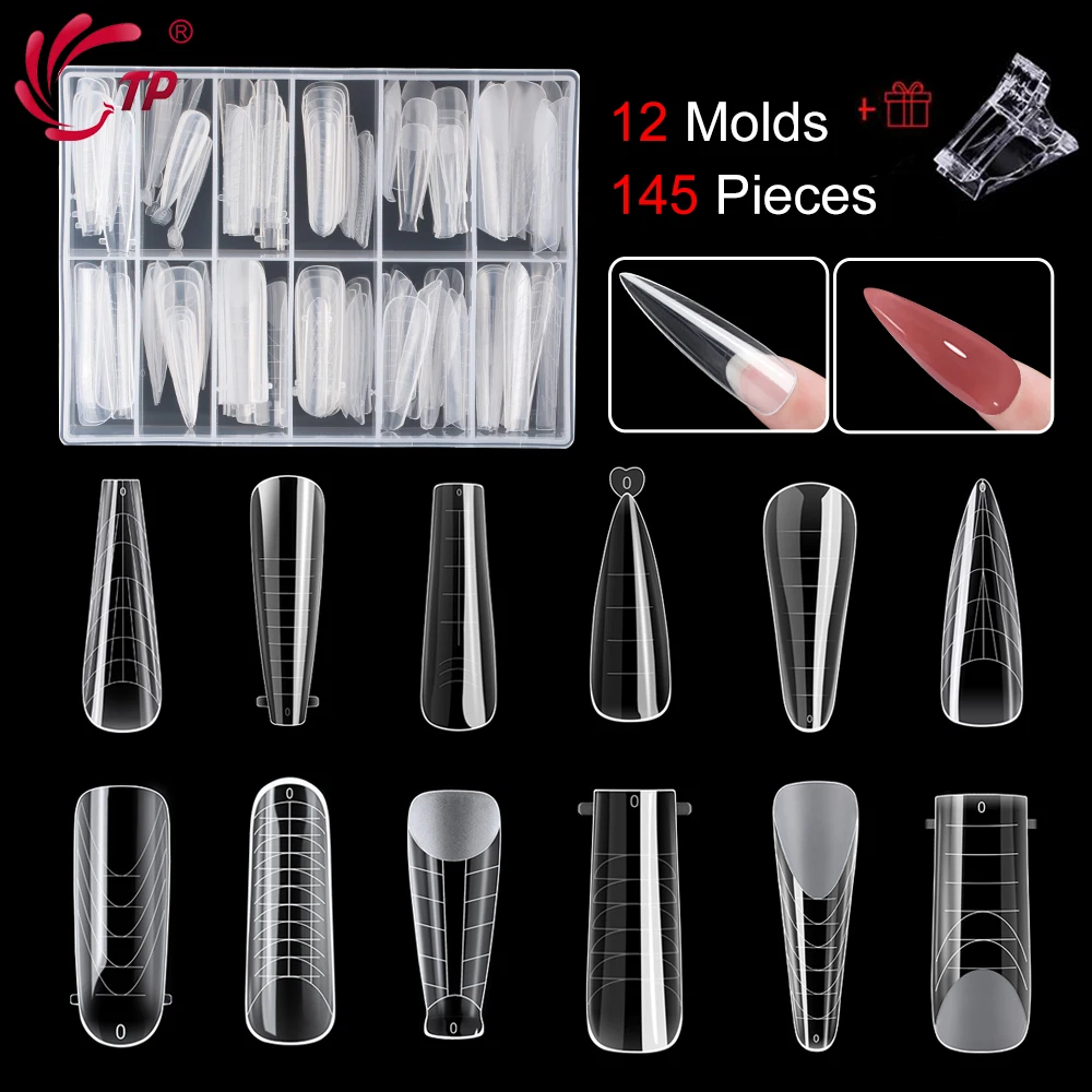 

TP Full Cover Dual Forms Nail Quick Building Gel Mold With Nail Clips for Poly Nail Gel Nail Mold False Tips Extension Top Form