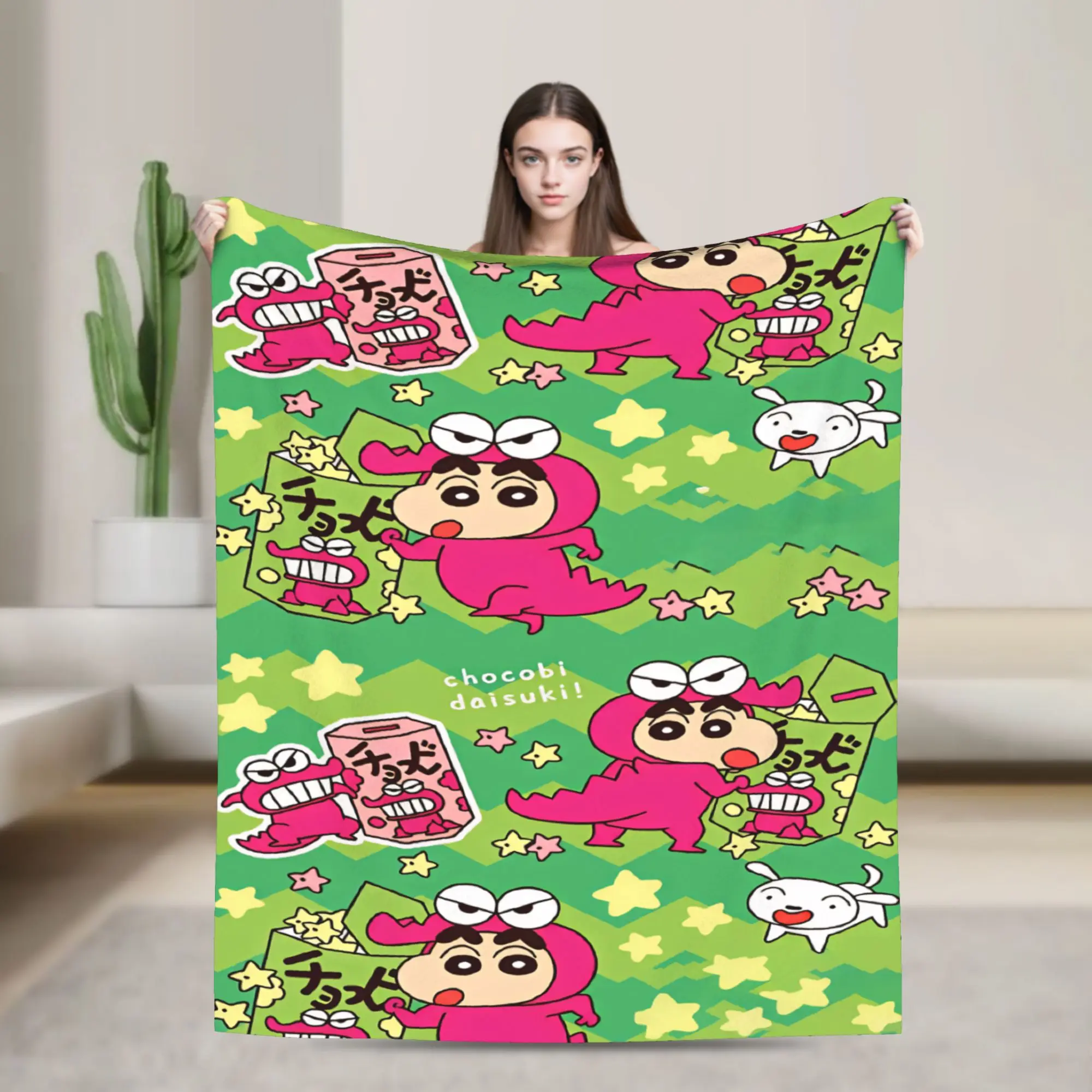 Crayon Shin-chan  Flannel Blanket  Warm Soft Throw Blanket for Living Room Travel Office Novelty Bedspread Sofa Bed Cover