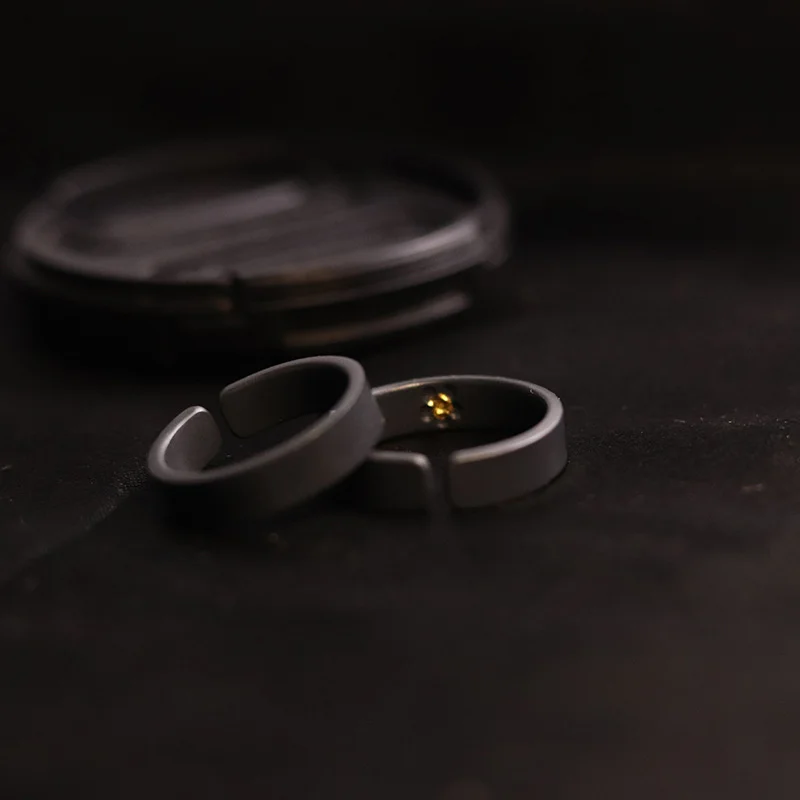 Vintage Black Gold Collision Plum Blossom Ring Male Jewelry Creative Opening Ring S925 Silver Men Jewelry Gift For Boyfriend