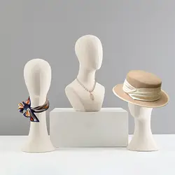 Hat Display Head Headphones Rack Display Hair Hats Hairpieces Mannequin Head Model Linen Wig Holder for Headphone Hat Scarves