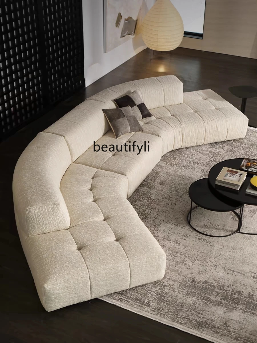 

Italian light luxury corner fabric sofa combination curved designer teddy velvet living room