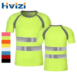 Camiseta fluorescente de alta visibilidad para S-6XL, camisa de trabajo de seguridad, transpirable, reflectante, secado rápido, Verano