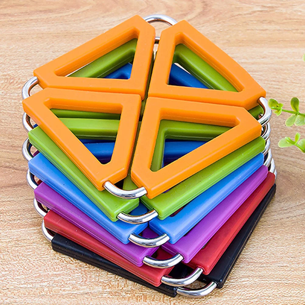 

6 Pcs Trivets for Hot Dishes Decorative Insulated Table Mat Foldable Pad Stainless Steel