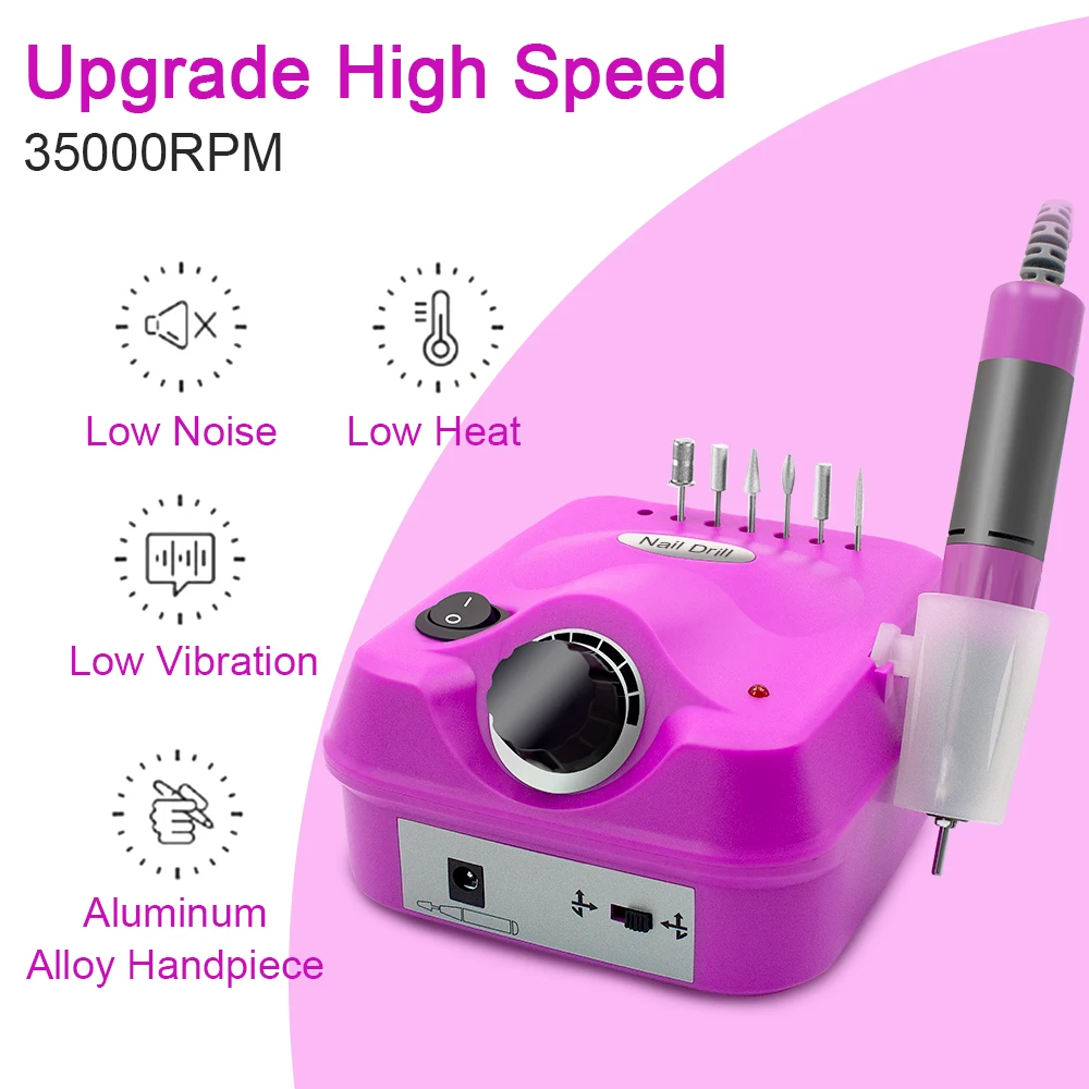 Professional Electric Nail Sander Drill Machine Nails File Electric Nail Drill Low Noise for Acrylic Manicure Nail Drill Gel Art